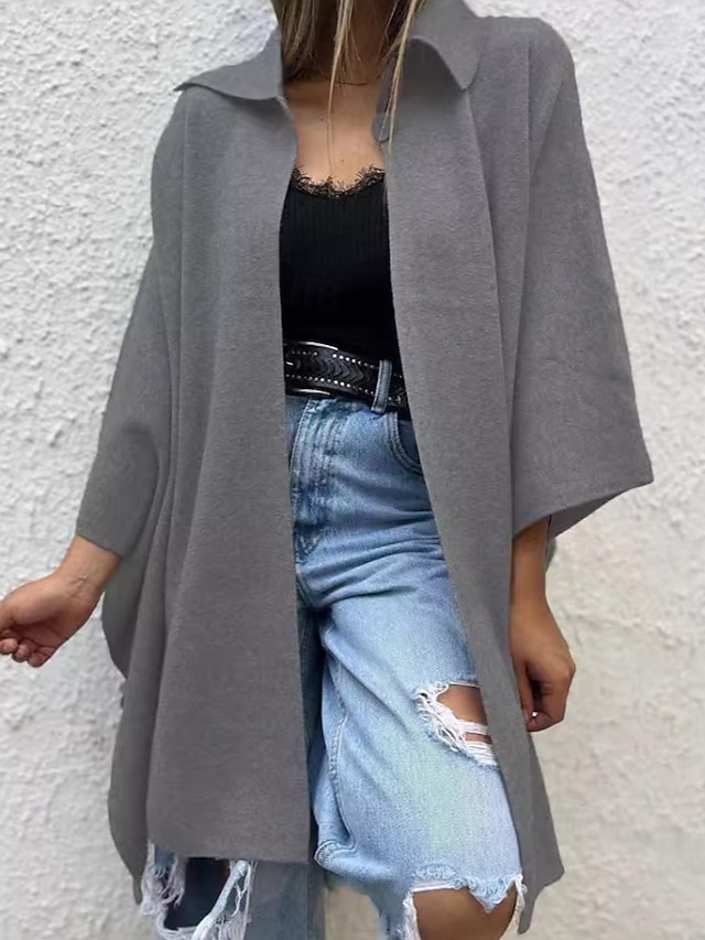  Mujer Gabardina Cómodo Dobladillo irregular Moda Moderno Plano Exterior Vacaciones Botonadura Simple Largo Cuello Vuelto Ajuste regular Manga Larga Ropa de calle Rosa Rojo Albaricoque Gris Otoño