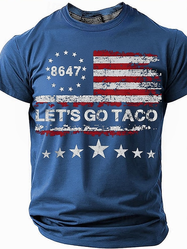  Jour de l'Indépendance Américaine Homme Allons-y Taco T-shirt Manche Courte T-shirt Impression 3D Col ras du cou Col rond Chemise Mode Quotidien Basique Rue Occasionnel Quotidien Noir Bleu Vert Ét