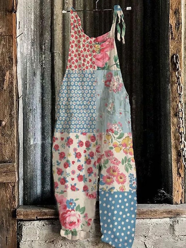 Mujer Mono Básico Casual Longitud total Alta cintura Corazón Graphic Diseño Geométrico Correa Rígido Calle Casual Festivos Amarillo Rosa Rojo Azul Verano Primavera Otoño Holgado