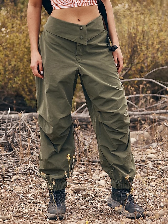  Mujer Pantalones cargo Pantalones Moda Ropa de calle Longitud total Cintura Media Color sólido Bolsillo Cómodo Microelástico Deporte Ropa Cotidiana Verde Ejército Verano Primavera Ajuste regular