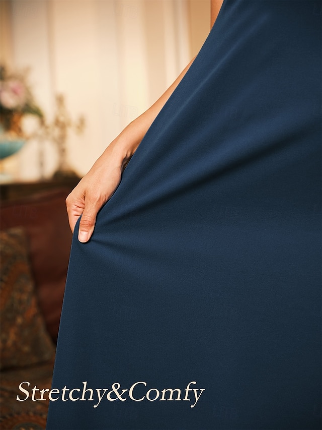  Dámské Maxi šaty Šaty s volánky Elegantní Běžný Pevná barva Krátký rukáv Tričkový Inkoustová modř Léto Jaro Podzim