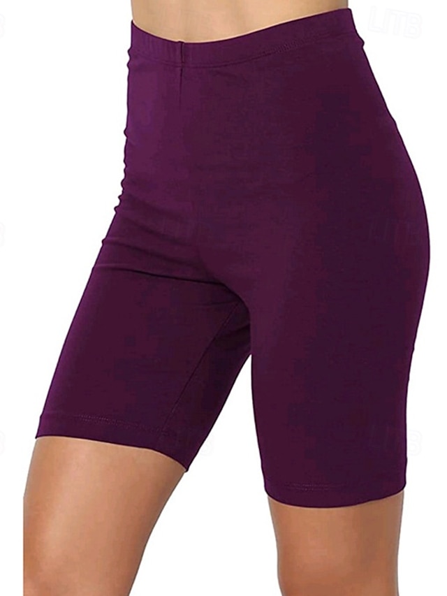  Mulheres Calção Leggings Roupa de rua Casual Comprimento do joelho Cintura Alta Tecido Cintura elástica Respirabilidade Com Stretch Férias Rua Roupa Diária Vinho Preto Branco Rosa Verão Normal