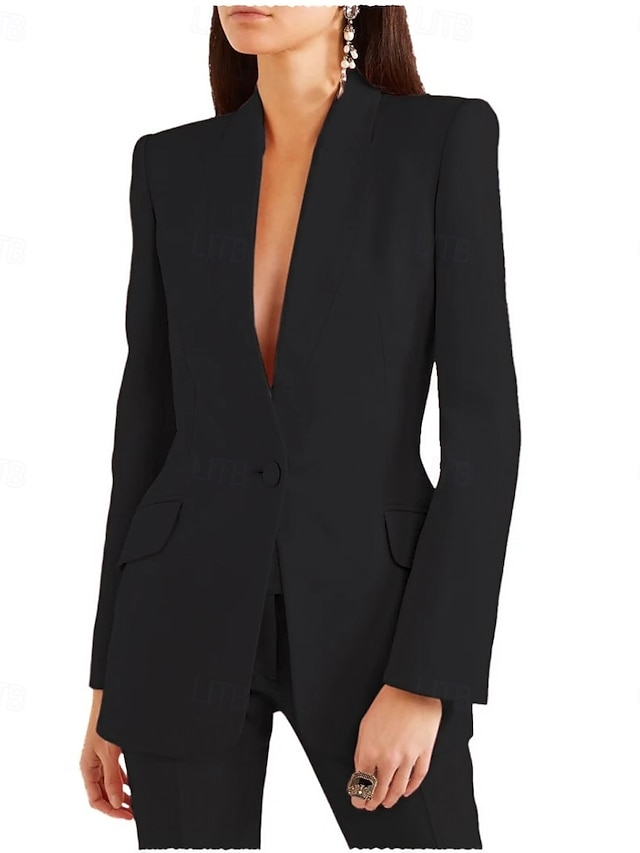  Lavendel wit zwart twee-delig blazer pakken moedervan de bruid elegante vintage minimalistische revers vloer lengte stretch stof lange mouwen met knopen