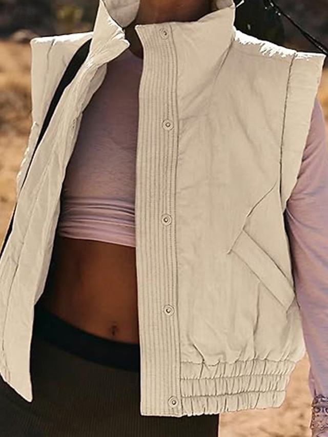  Femmes Chemisier Uni Moderne Occasionnel Sans manches Col roulé Hauts Réguliers Fête Sortir Fermeture éclair Noir Blanche Violet Marron Abricot Automne