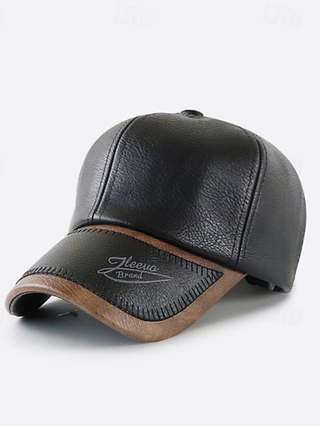  Homme Casquette de baseball Chapeau de Soleil Casquette Noir Café PU Mode Occasionnel Rue Quotidien Bloc de Couleur Réglable Écran solaire Respirant