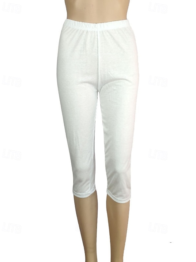  Damen Caprihose Leggings Gemütliche Leggings Streetwear Lässig Wadenlang Natürliche Taille Einfach Elastischer Bund Bequem Außenbereich Outdoor Urlaub Athleisure Magenta Dunkelgrau Meerblau Wein