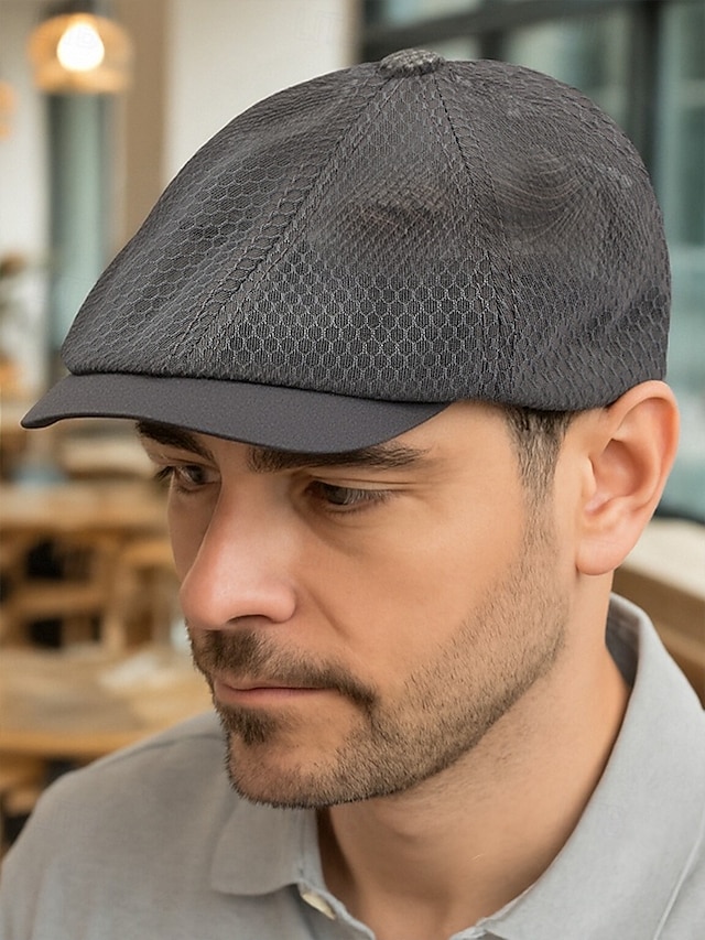  Atmungsaktive Newsboy-Mütze aus Mesh für Herren – leichte Sommer-Schiebermütze im klassischen Ivy-Stil für Outdoor-Aktivitäten und Freizeit