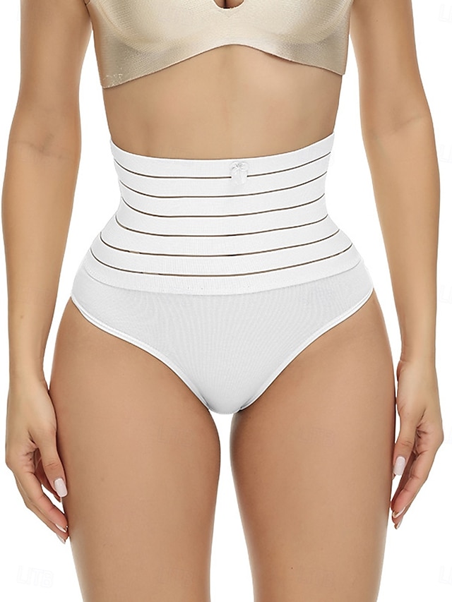  Per donna Intimo modellante Intimo Corto Vita Alta Semplice Fascia Elastica Morbido Confortevole Elasticizzato Yoga Color carne Nero Bianco Estate Primavera Vestibilità aderente