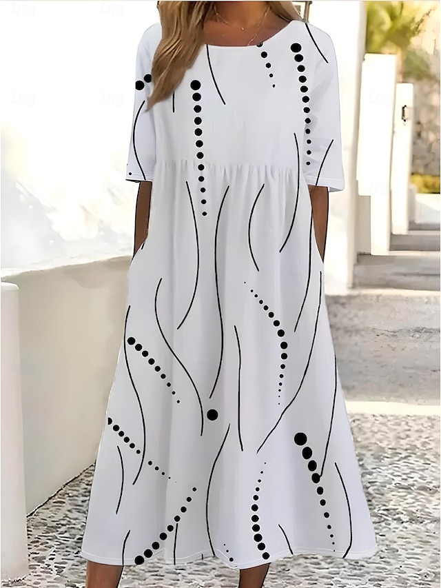  Mujer Vestido Midi Vestido estilo camiseta Vestido de verano Vestido de una línea Vacaciones Casual Cumpleaños Diario Fiesta de Té Ajuste regular Ombre Floral Graphic Manga Corta Cuello Barco Blanco