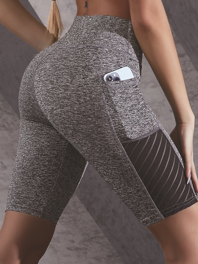  Per donna Shorts Leggings Streetwear Casual Lunghezza al ginocchio Vita Alta Semplice Tasca Elastico in vita Traspirabilità Elasticizzato Vacanza Streetwear Abbigliamento quotidiano Vinaccia Nero Blu