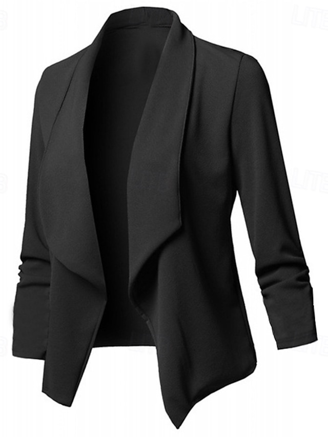  Femmes Blazer Confortable Respirant Coupe ajustée Mode Moderne Uni Travail Quotidien Régulier Col Rabattu Coupe régulière manche longue Vêtements d'extérieur Noir Vert Kaki Printemps Automne