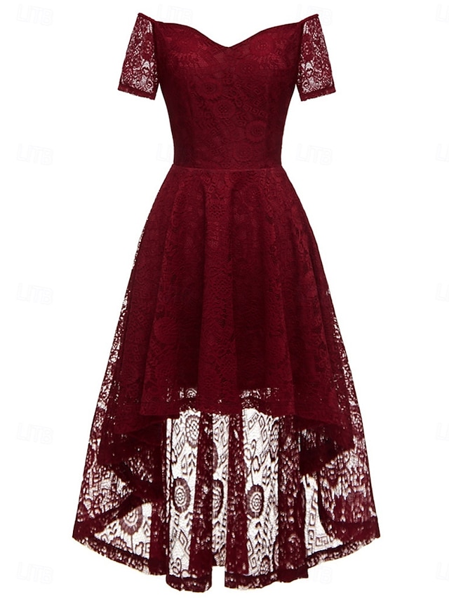  Dámské Midi šaty Krajkové šaty Koktejlky Šaty pro svatební hosty Šifón Elegantní Módní Moderní Venkovní Koktejlový večírek Běžný Bez vzoru Krátký rukáv Pod rameny Černá Světlá růžová Fialová Léto