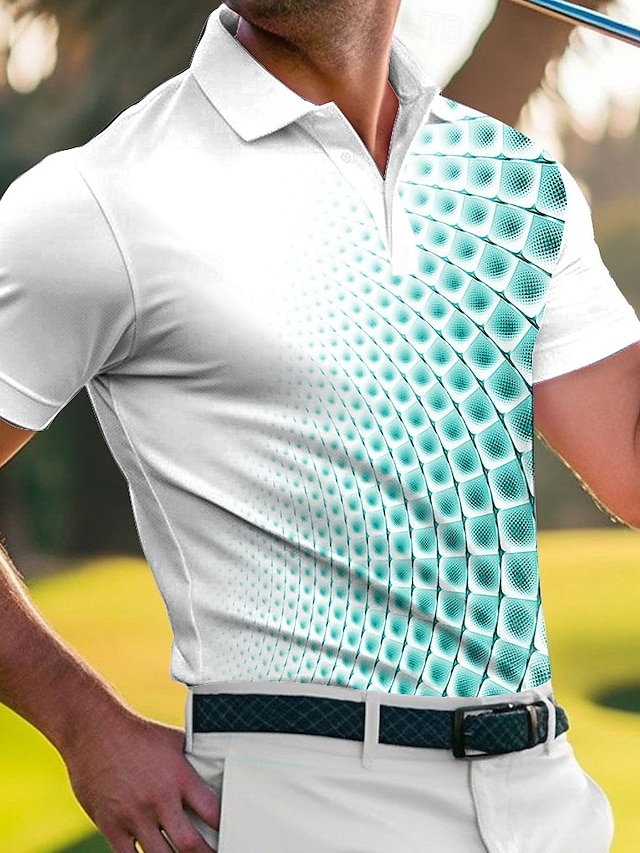  Męskie Geometryczny Golf Gra polo Koszulki sportowe polo Krótki rękaw Koszulki polo Koszule z kołnierzykiem Odzież sportowa Codzienny Athleisure Odzież outdoorowa Dzienne zużycie Guziki Lato Czerwony