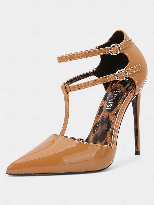  Escarpins à talons aiguilles en cuir verni blanc pour femmes avec double bride - Escarpins à bout pointu sexy pour la vie nocturne et les soirées en club