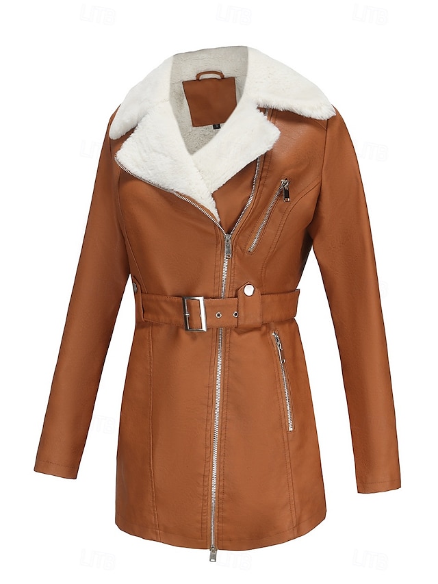  Femmes Veste en Polaire Confortable Fermeture intégrale Mode street style Uni Extérieur Décontracté Quotidien Régulier Col Rabattu Coupe régulière manche longue Vêtements d'extérieur Noir Bleu Chameau