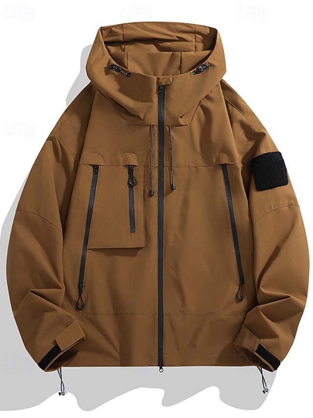  Mujer Chaqueta con capucha Impermeable Mantiene abrigado Cremallera Bolsillo Moda Plano Exterior Calle Ropa Cotidiana Cremallera Regular Con Capucha Ajuste regular Manga Larga Ropa de calle Negro
