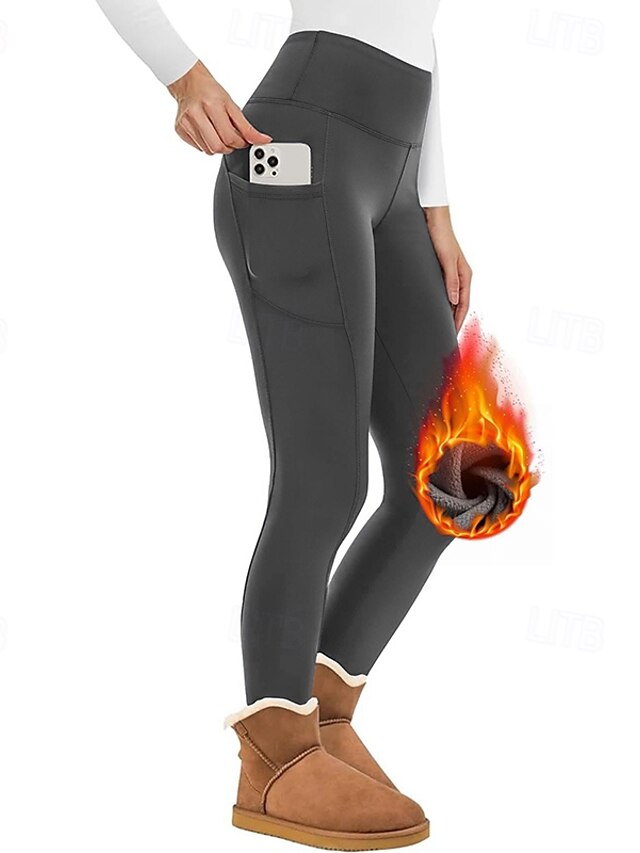  Mujer Leggings capri de vellón Mallas Leggings de Yoga Con bolsillos Templado Control de barriga Alta cintura Gimnasio Rutina de ejercicio De Deporte Prendas de abajo Tie-dye Negro Blanco Borgoña