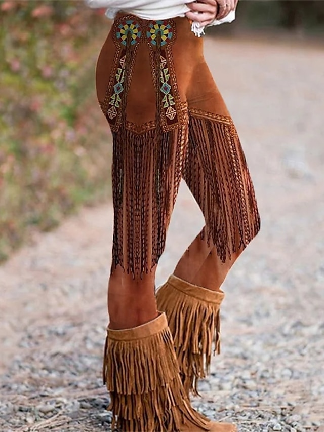  Pentru femei Pantaloni Jambiere Colanți confortabili Șic Stradă Boho Lungime totală Talie Înaltă Imprimeu Grafic Talie elastică Imprimeu Respirabilitate Comfortabil Strech Vacanță Stradă Purtare