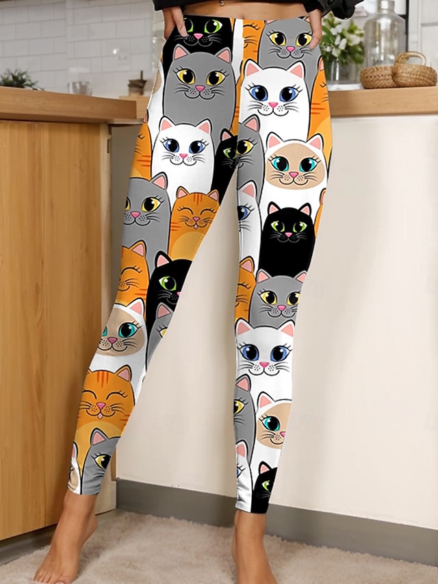  Mujer Polainas Moda Casual Hasta el Tobillo Alta cintura Graphic Animal Estampado Suave Transpirable Elástico Vacaciones Casual Diario Negro Amarillo Rosa Azul Piscina Verano Primavera Ajustado