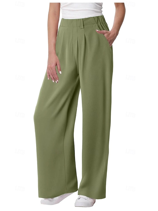  Per donna Gamba larga Chinos Casual Lunghezza al polpaccio Naturale Semplice Tasche Laterali Gamba larga Comodo Traspirabilità Casual Quotidiano Aalbicocca Nero Rosa Vino Primavera Autunno