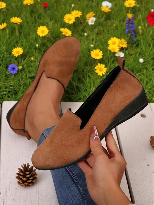  Damen-Slipper aus Wildlederimitat – bequeme Freizeit-Loafer zum Spazierengehen, Einkaufen und für Gartenaktivitäten im Freien