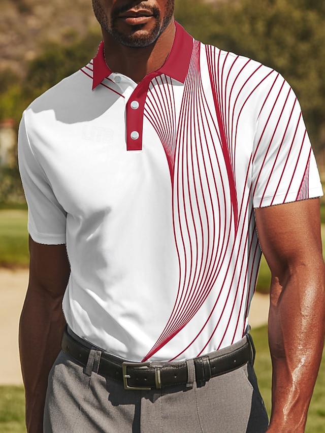  Męskie Golf Tenké Gra polo Koszulki sportowe polo Krótki rękaw Koszulki polo Koszule z kołnierzykiem Codzienny Athleisure Guziki Lato Czarny Czerwony Niebieski