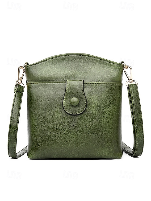  Women's Faux Leather Crossbody Bag with Multiple Compartments – Vintage Casual Shoulder Purse for Daily Commute, Shopping and Travel