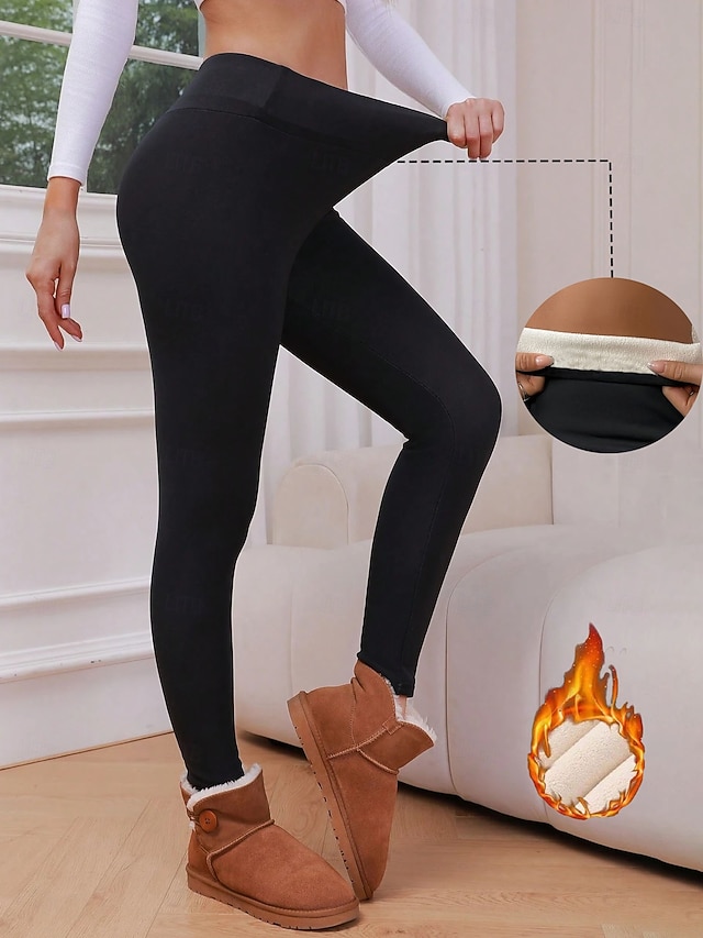  Per donna Taglia EU / US Collant Fodera in pile accogliente Elegante Athleisure Lunghezza intera Vita Alta Tinta unita Lavorato a maglia Base Comodo Morbido Confortevole Micro-elastico Sport