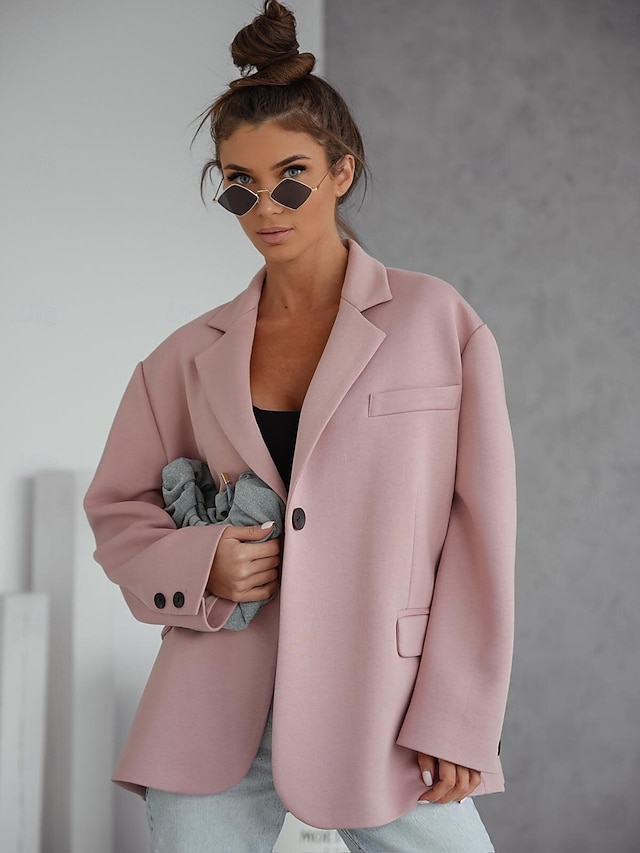  Dames Blazer Formeel Lapwerk Effen Kleur Casual / Dagelijks Elegant Normale pasvorm bovenkleding Lange mouw Herfst Kastanjebruin S