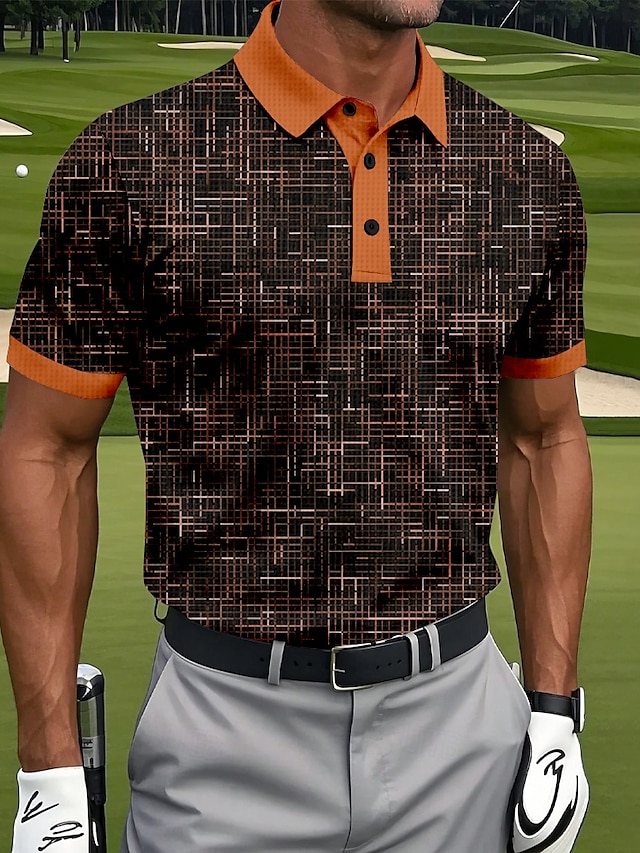  Homens Geométrico Golf Pólo Camisas Polo Esportivas Manga Curta Camisas polo Camisas de colarinho Casual Roupa Esportiva Impressão 3D Botões Verão Azul Roxo Laranja