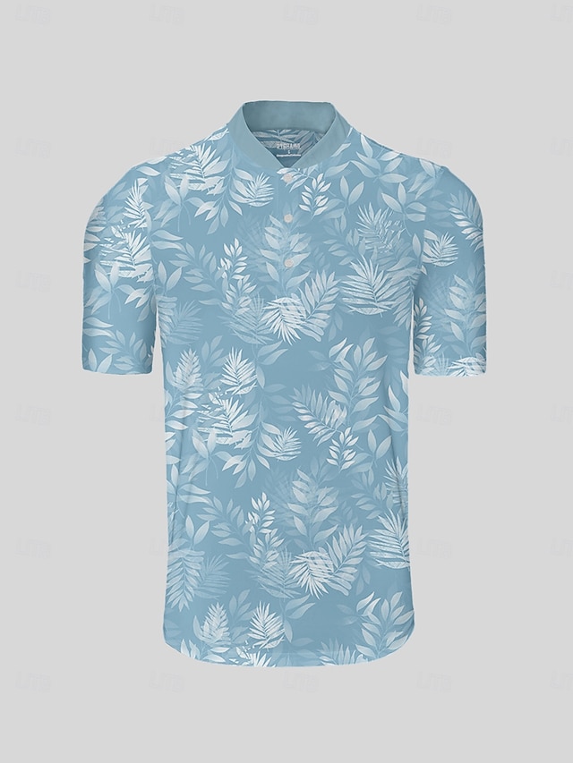  Hyped-up Tropical Men's Golf Henley Shirt UPF50+