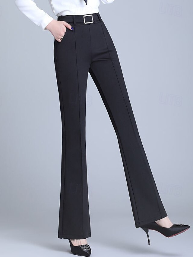  Per donna Pantaloni Eleganti Gamba larga Pantaloni Moda Streetwear Lunghezza intera Vita Alta Semplice Elastico in vita Traspirabilità Confortevole Micro-elastico Streetwear Abbigliamento quotidiano