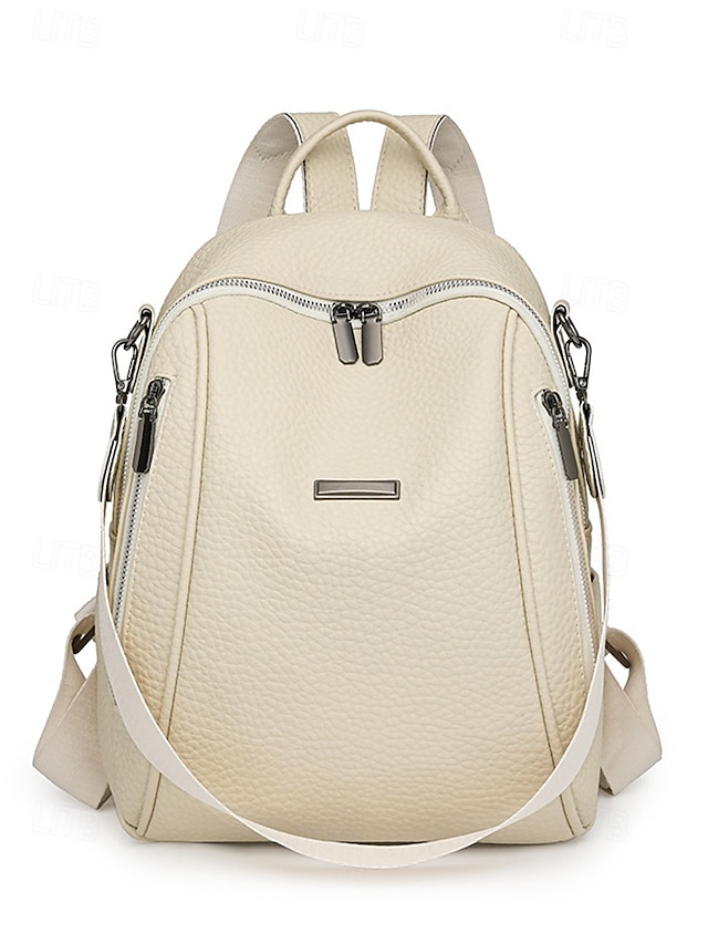  Women's Brown Faux Leather Mini Backpack – Water-Repellent Scratch-Resistant Fashion Daypack for Travel, Work and Daily Use