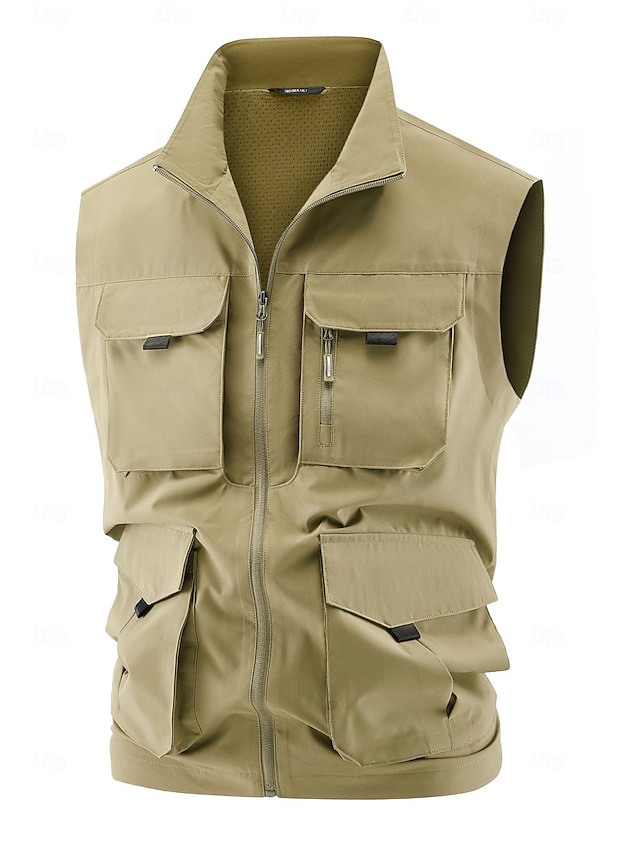  Hombre Chaleco al aire libre Chaqueta táctica Deporte Pesca Acampada y Senderismo Activo Primavera Otoño Multi bolsillo Multicapa Poliéster Táctico Cremallera Negro Azul Marino Caqui Verde Ejército