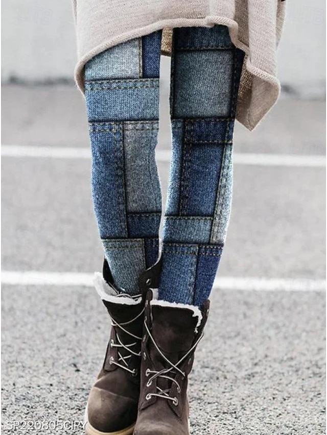  Dam Damasker Semester Vintage Mode Ankellång Hög midja Grafisk Abstrakt Tryck Mjuk Andningsfunktion Hög Elasisitet Utomhus Dagligen Svart Vit Blå Brun Vår Höst Vinter Smal passform