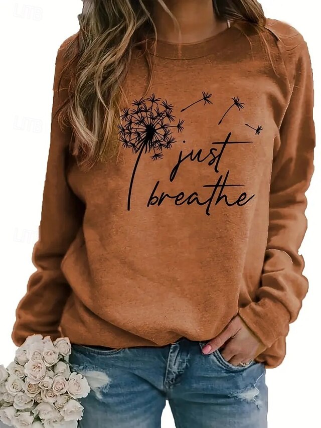 Women's Pullover Sweatshirt Floral Graphic Casual Long Sleeve Crew Neck Round Neck Regular Tops Street Casual Holiday Print Maroon Black Red Spring Fall Winter4
