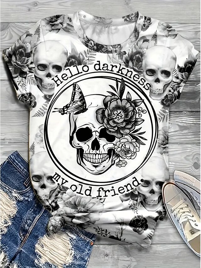 Halloween Women's Alligator Alcatraz T Shirt Graphic Animal Vintage Stylish Classic Short Sleeve Crew Neck Round Neck Regular Tops Daily Weekend Print Black White Blue Green Gray Summer Spring #4