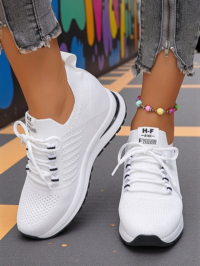 sneakers da donna in Flyknit con tallone nascosto, stile sportivo con strisce audaci, perfette per l'uso quotidiano, le passeggiate e le uscite casual