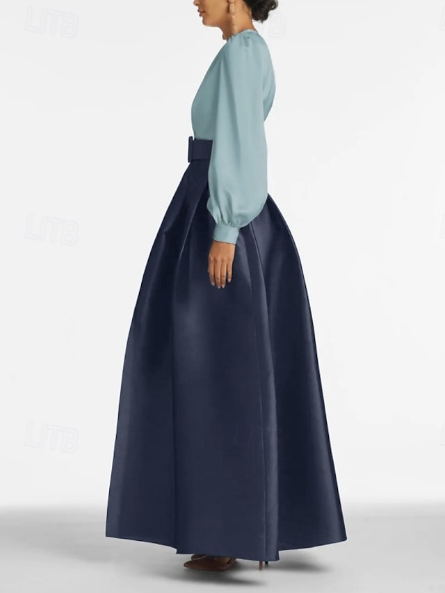 A-Line Maxi Elegant High Split Wedding Guest Formal Evening Birthday Dress One Shoulder Long Sleeve main image 1
