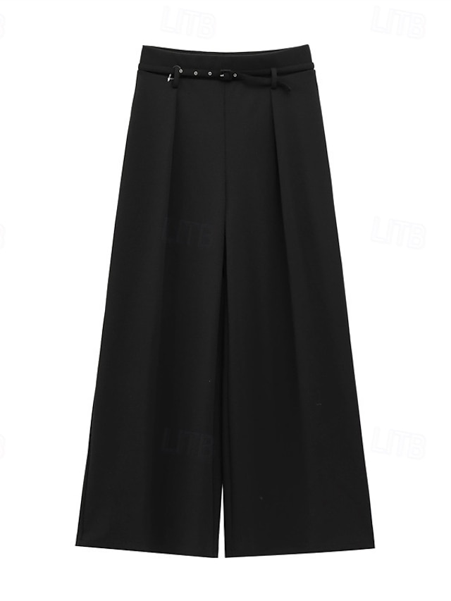  Pentru femei Picior Larg Pantaloni Șic Stradă Casual Lungime totală Natural Simplu Talie elastică Comfortabil Stradă Concediu Purtare Zilnică Negru Kaki Toamnă Fit regulat