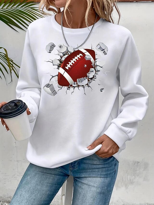 Women's Pullover Sweatshirt Graphic Fashion Casual Long Sleeve Crew Neck Regular Tops Street Dailywear Casual Print White Fall Winter3