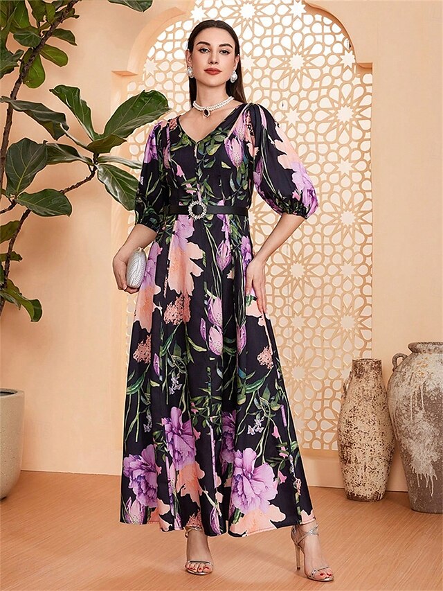  Linia -A Rochie Mama Miresei Elegant În V Lungime Podea Șifon Manșon Jumate cu Eșarfă / Panglică Pliuri Flori 2025