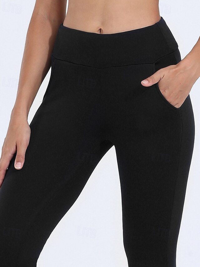  Dame Bukser Leggings Gatemote Fritid Full lengde Naturlig عادي Lomme Elastisk midje comfy Gate Ferie Helg Svart Mørk Marineblå Vinter Normal