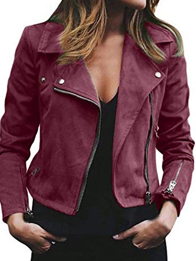  Mulheres Jaqueta casual Confortável Respirável Zip Completo Moda Casual Tecido Casual Roupa Diária Padrão Aberto para a Lateral Normal Manga Longa agasalhos Preto Rosa Vinho Outono Inverno