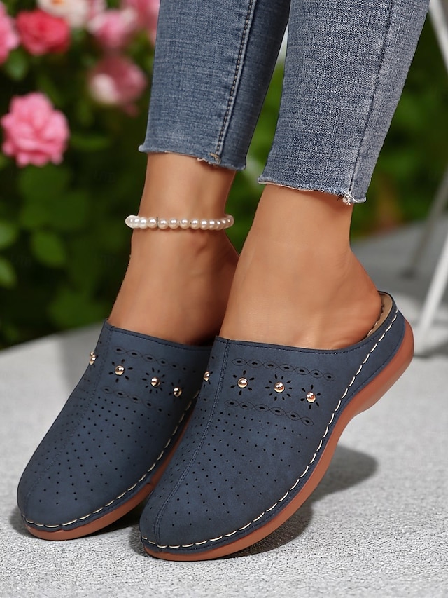  mules à enfiler découpées pour femmes – sabots confortables et respirants pour les journées décontractées, la détente dans le jardin et l'heure du thé sur la terrasse