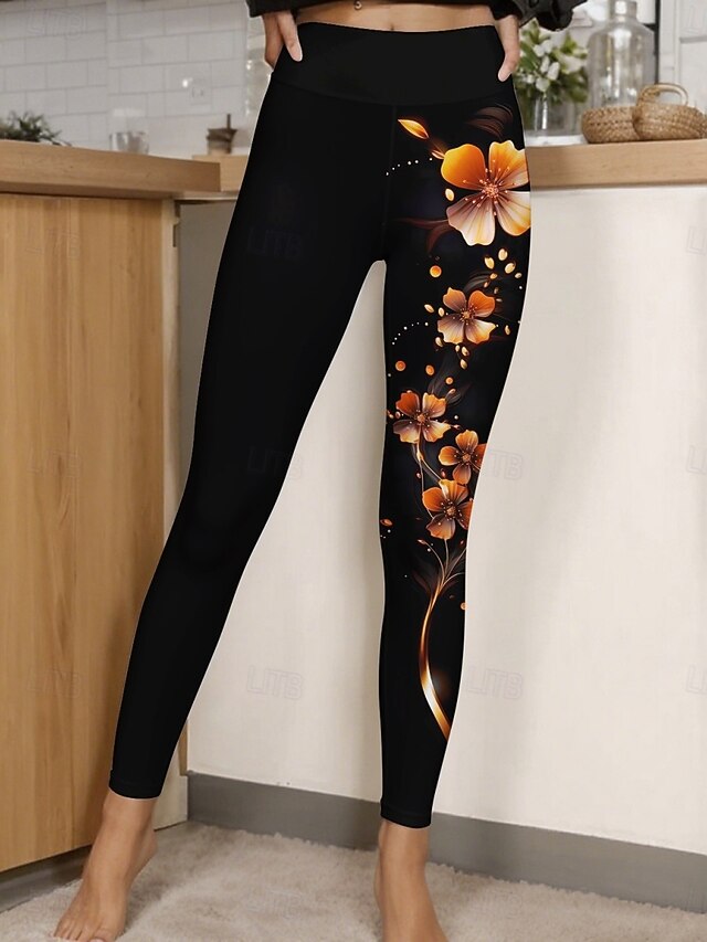 Women's Pants Trousers Leggings Cozy Leggings Streetwear Casual Full Length High Waist Butterfly Elastic Waist Print Breathability Comfortable Stretchy Vacation Street Daily Wear Black Blue Purple4