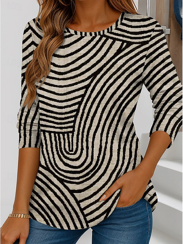 T-Shirt Versleten Geometrisch V-Hals main image 0