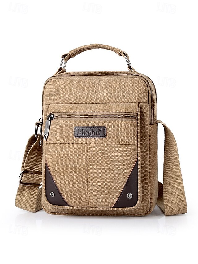  Borsa a tracolla da uomo in tela resistente all'acqua con design antigraffio, borsa a tracolla casual in stile vintage per esterni, viaggi e uso quotidiano