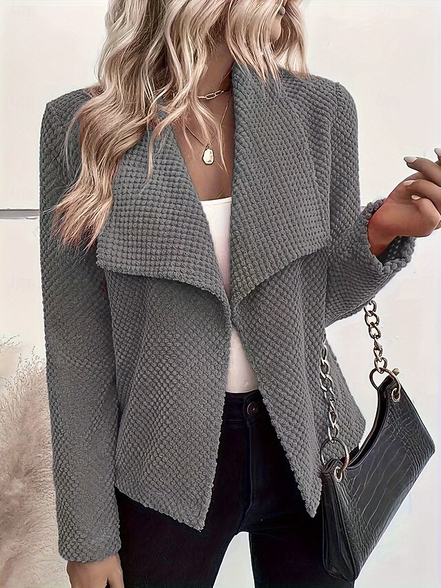 Women's Blazer Comfortable Breathable Slim Fit Fashion Modern Plain Work Daily Regular Turndown Regular Fit Long Sleeve Outerwear Gray Fall Winter3