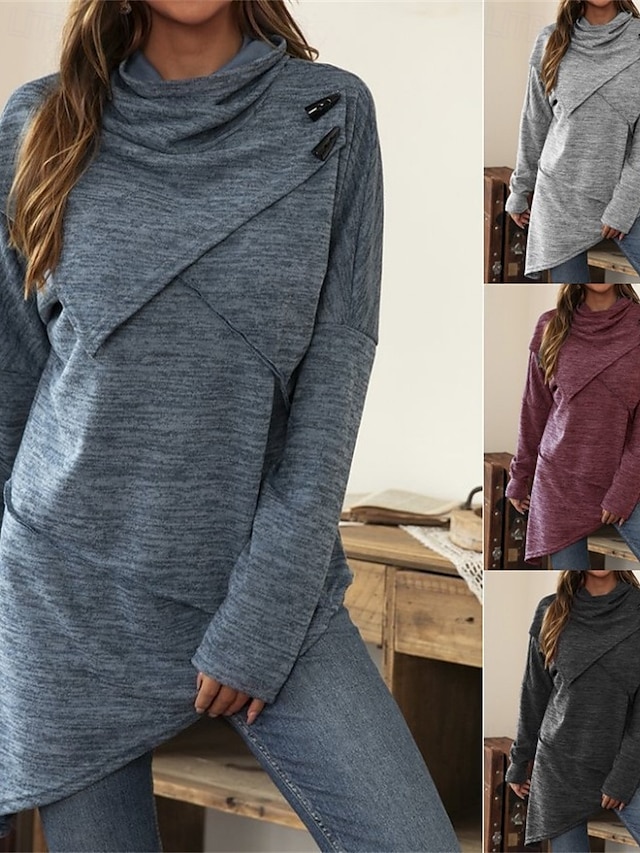  Damen Pullover Mode Täglich Lässig Einfarbig Gerippt Kapuze Gestrickt Langarm Normale Oberteile Stricken Täglich Ferien Ausgehen Schwarz Wein Herbst Winter